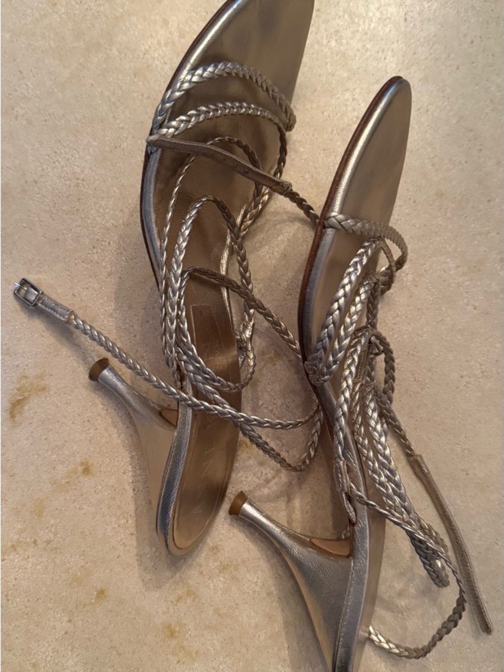 Anne Klein Metallic Gold Braided Lace-Up Sandals - Picture 5 of 6
